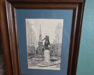 Clark M. Goff Old North Church and Paul Revere Statue Print