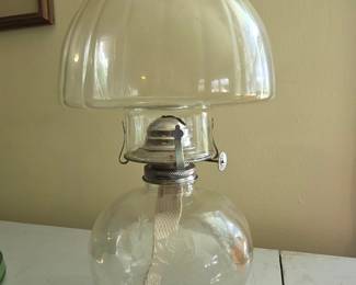 Lamplight Farms Clear Glass Oil Lamp with Floral Etching