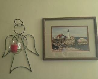 Wire Angel Candle Holder with Portland Head Light Print