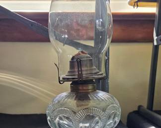 Antique EAPG "Fan" Pattern Kerosene Finger Lamp