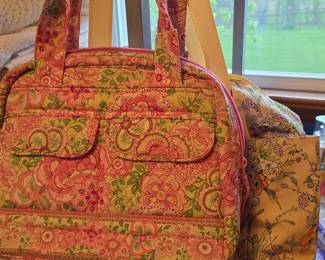 Vera Bradley "Capri Melon" Pink Paisley Print Quilted Tote Bag