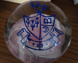 Glass Paperweight with Psi Phi Fraternity Crest