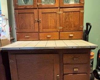 Antique Oak Sellers Hoosier Cabinet