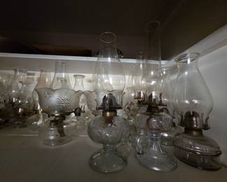 Assorted Antique Glass Oil Lamps