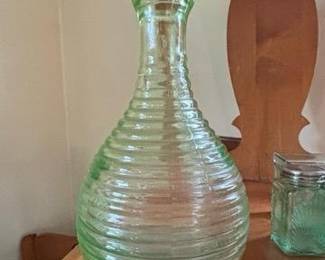 Vintage Green Ribbed Glass Pepper Sauce Bottle