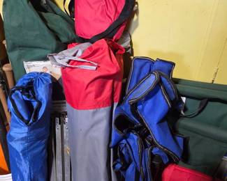Assorted Folding Camping Chairs and Storage Bags