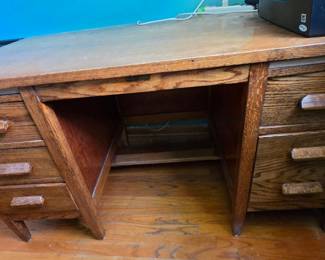 Antique Tiger Oak Teacher's Desk