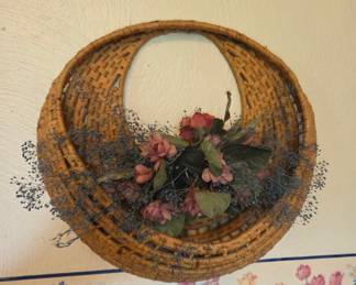 Oval Woven Wall Basket with Dried Flowers