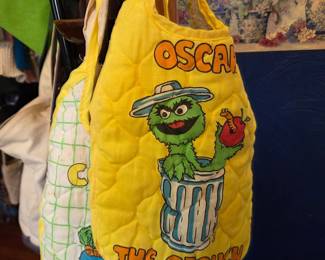 Vintage Oscar the Grouch and Monster Quilted Bibs