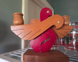 Handcrafted Wooden Bird Candlestick Holder
