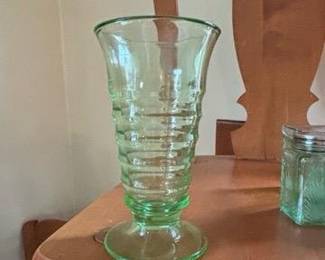 Green Depression Glass Vase