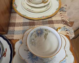 Haviland Limoges Bergere Blue Blossoms Tea Cup and Saucer Set