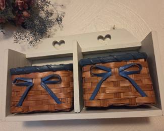 Woven Basket Wall Shelf with Heart Cutouts