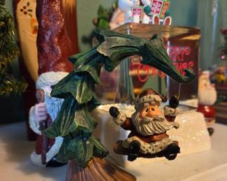 Santa Claus on a Swing Christmas Figurine