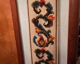 Vintage Needlepoint Bell Pull Wall Hanging