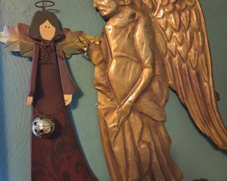 Vintage Gold-Tone Angel Wall Decor & Folk Art Angel Wall Decor