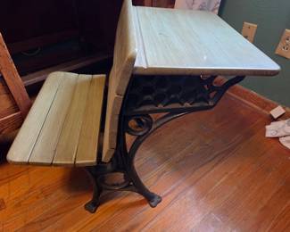 Antique "New Victor" School Desk with Cast Iron Base