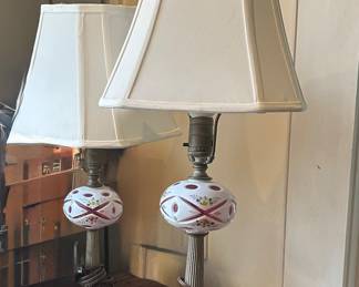 Vintage 1920’s Bohemian glass table lamps 