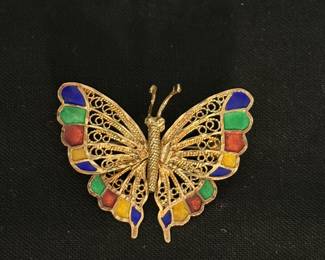 14k Gold Butterfly Pin
