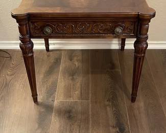 Ornate Carved Wood End Table