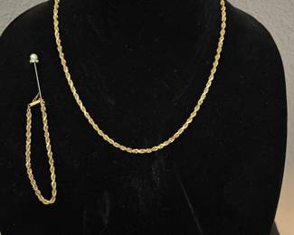 14k Gold Necklace and Bracelet 
