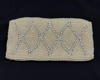 Vintage Faux Pearl & Beaded Clutch Bag