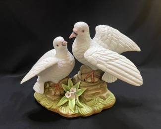 Royal Crown Bisque Porcelain White Doves Figurine