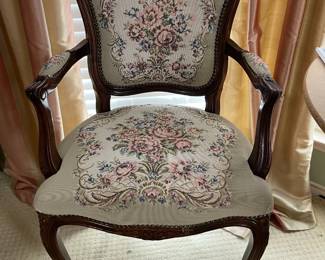 Set of Vintage Hand Carved Chateau d'Ax Armchairs in Louis XV Style Tapestry Fabric