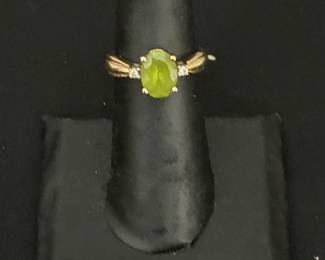 10k Gold Emerald and Diamonds Ring Size 6