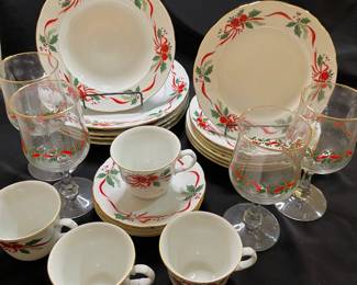 Czechoslovakian Baum Bros "Victorian Holiday" Fine China Set