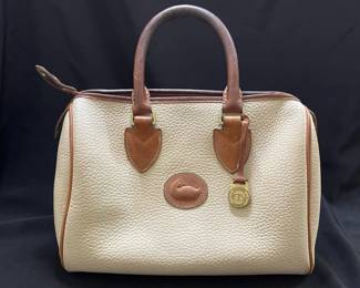 Vintage White & Brown Leather Dooney & Bourke Handbag