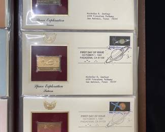 Collection of Golden Replicas of United States Stamps