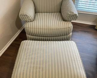 Green Pin-Stripe Chair w/Ottoman