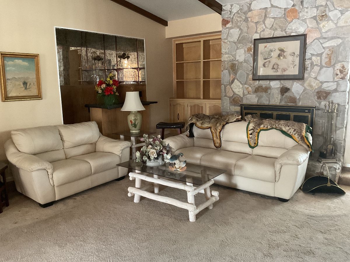 Living room furniture-sofa-77” love seat-58”, coffee table-24x22x18