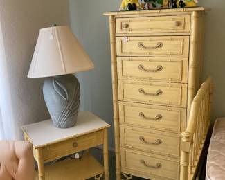 Thomasville faux bamboo- side table-24x16x24 & lingerie dresser-27x19x58
