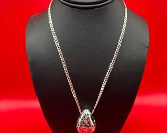 18 Sterling Silver Cuban Link With Sterling Silver Pendant