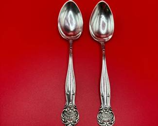 Set Of 2  Antique Towle Stuart Sterling Silver Teaspoons