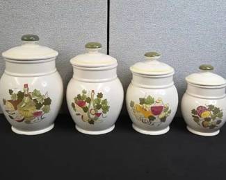 Vintage Metlox Poppytrail Provincial Ceramic Canisters 