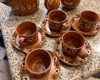 handcrafted Mexican pottery tea service set