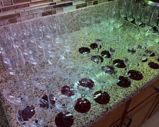 vintage Weston Glass Company water goblets from the 1930s