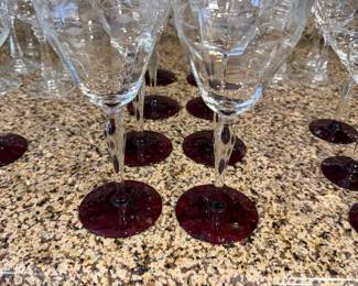 vintage Weston Glass Company water goblets from the 1930s