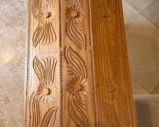 vintage hand-carved wooden chest