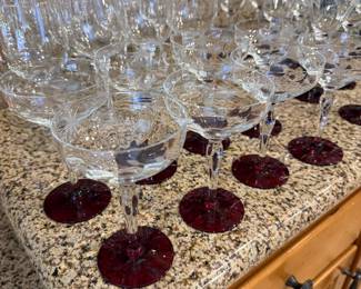 vintage Weston Glass Company water goblets from the 1930s