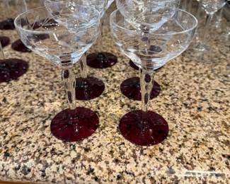 vintage Weston Glass Company water goblets from the 1930s