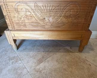 vintage hand-carved wooden chest