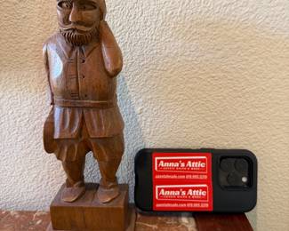 vintage, hand-carved wooden folk art figurine of a man, likely originating from Mexico