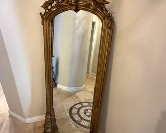 antique French or American gilded pier mirror, likely dating from the 19th century