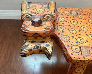 handcrafted Mexican jaguar bench from approximately the 1960s