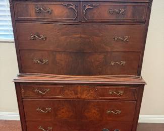 vintage French Provincial Louis XV style highboy dresser