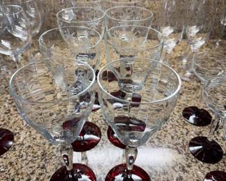 vintage Weston Glass Company water goblets from the 1930s